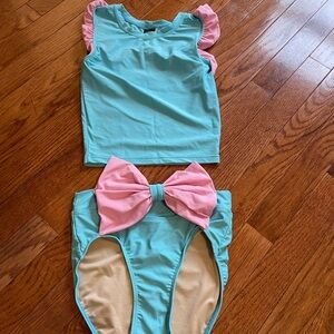 Kandi Kouture Dance  Tank and High-Waist Bottoms in Aqua and Pink xl 10/12